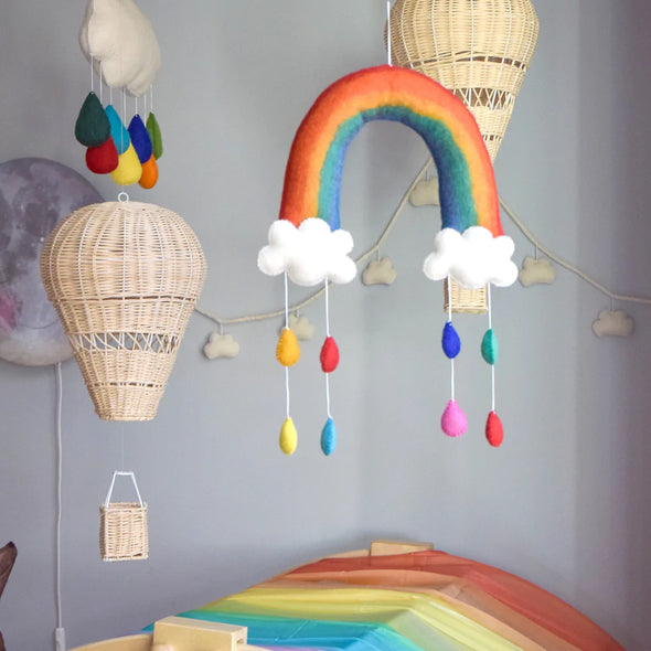 Nursery Mobile - Rainbow with Raindrops