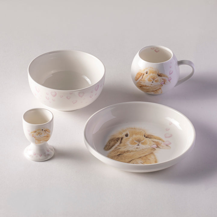 Bunny Hearts Ceramic 4 Piece Kids Set