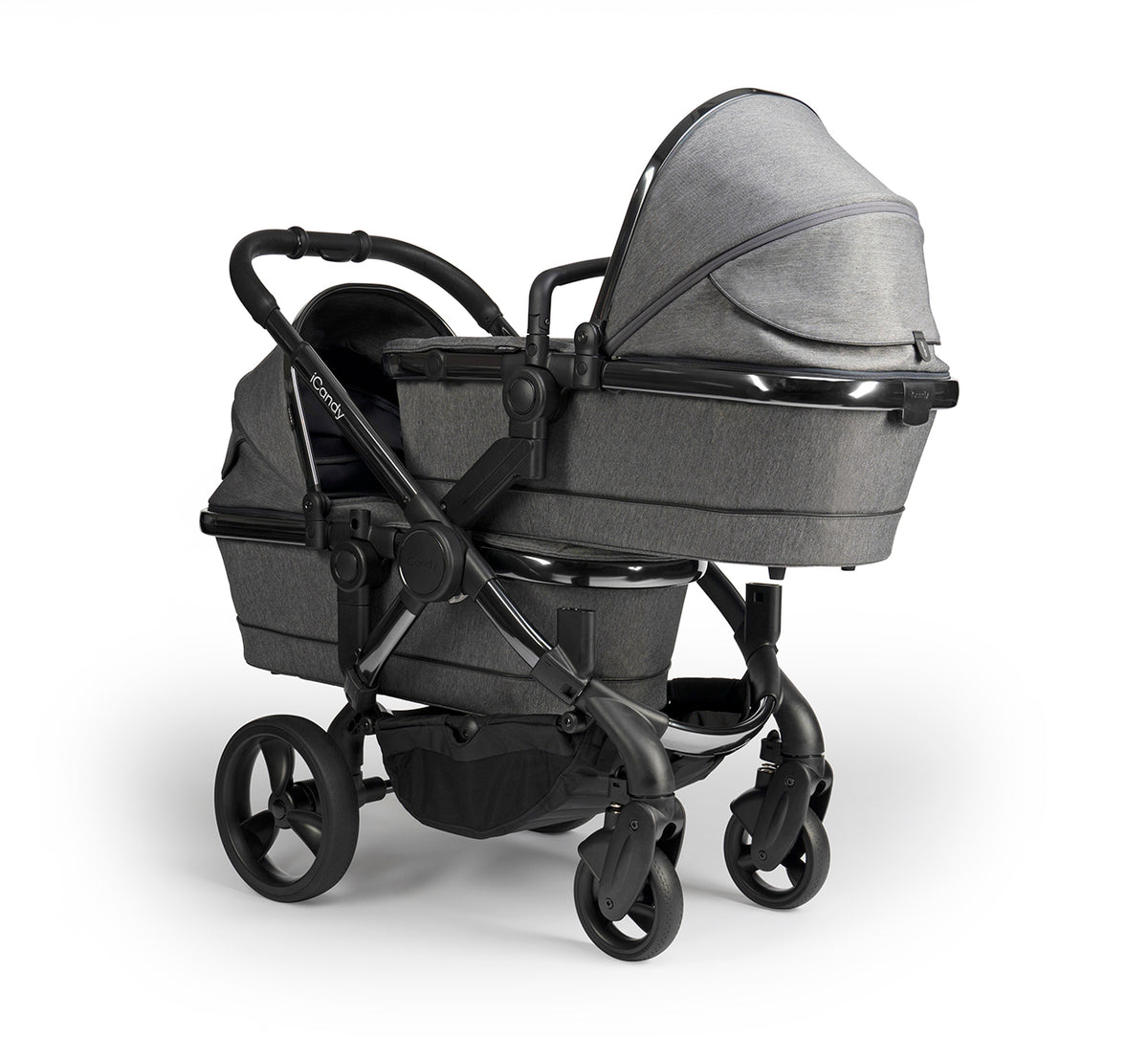 Peach Carrycot  Fabric - Grey Twill